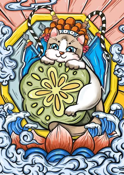 戏曲元素国潮风插画设计