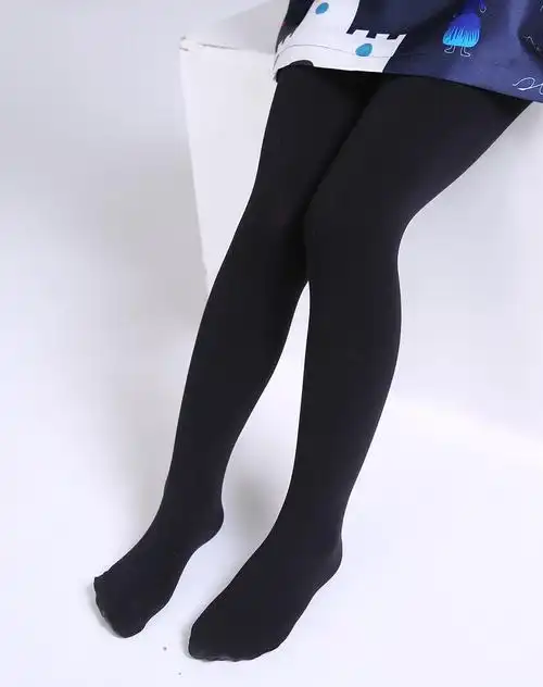 【两件起售】女童黑色纯色天鹅绒连裤袜