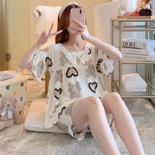 韵菲利女生睡衣夏季女式居家服夏款学生家居服夏天凉快少女高中生两件