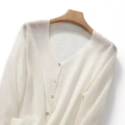 配吊带裙子外搭空调衫女夏季薄外套针织上衣24新款竹节麻防晒开衫