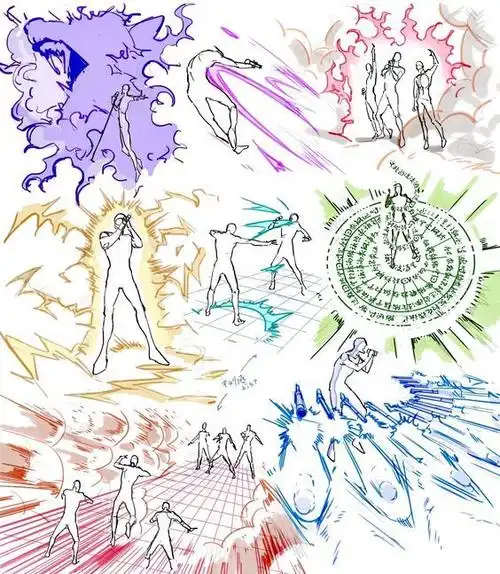 绘画干货素材战斗动态参考画画练习借鉴