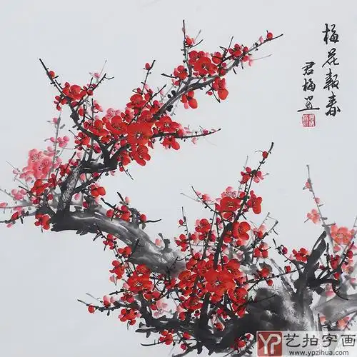 【已售】家居装饰画 赵君梅四尺斗方梅花《梅花报春》