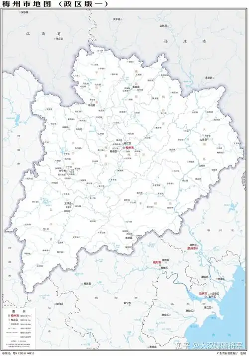 梅州市2024年行政区划图(原图4.4m)