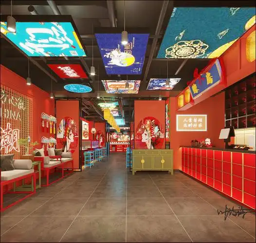 沉稳亮色系国潮风火锅店,不俗反而酷!