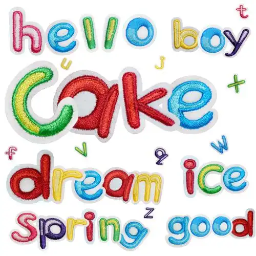 a-z创意字母刺绣布贴手账本diy原料电脑绣花装饰服装辅料批发零售