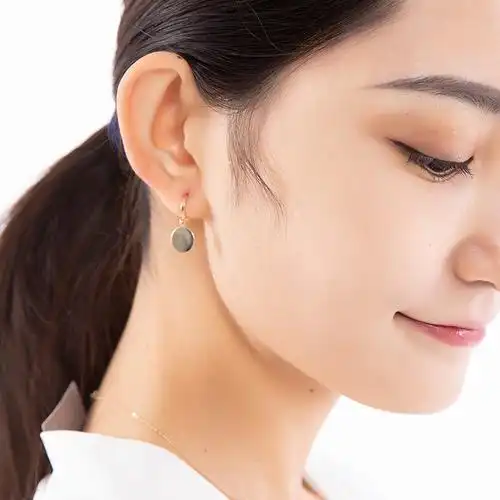 韩版耳环气质高级大气适合圆脸纯金韩国金素圈耳饰