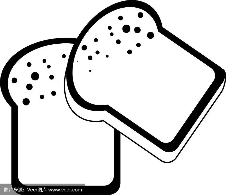 面包切片小麦食品孤立在黑色和