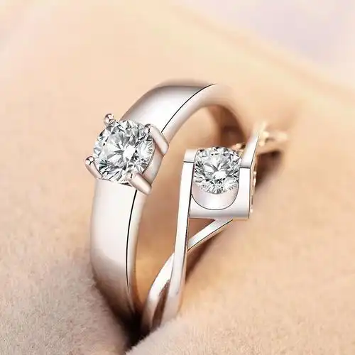 【深枝珠宝】dr莫桑石钻戒1克拉pt950铂金白金情侣对戒男女一对白金