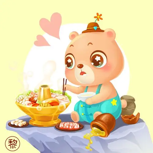 小熊吃火锅