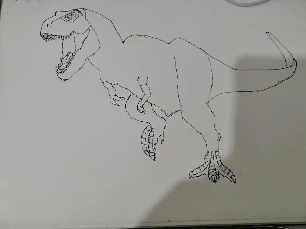 今天来教大家画霸王龙升级版#侏罗纪世界 - 抖音