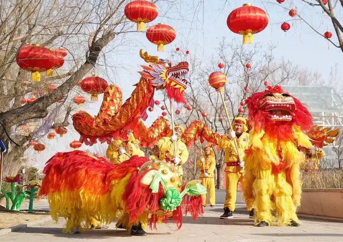 迎八方客北京南宫村民自建的舞狮舞龙队舞起来啦