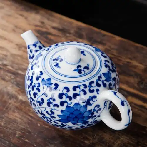 景德镇陶瓷青花茶壶全手工手绘功夫茶具泡茶器茶道单壶小茶壶