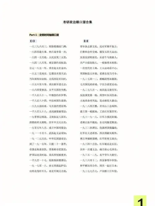 政治史纲顺口溜冲刺期背起来