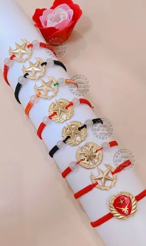 手工红绳编织领花手链 领花项链 军人兵哥兵恋军恋兵哥军嫂饰品