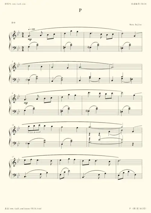 《小夜曲,钢琴谱》mona rejino(五线谱 钢琴曲 指法)-弹吧|蛐蛐钢琴网
