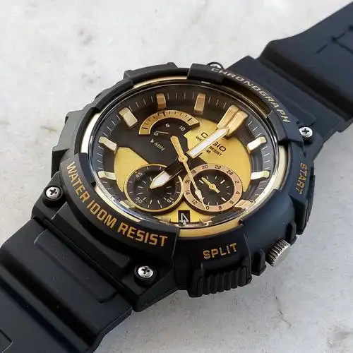 卡西欧手表casiomcw-200h-9a钢铁之心黑武士金色防水石英表日韩腕表