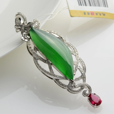 高冰帝王绿随形吊坠镶嵌 货号a04hj114g18 石头编号xxh