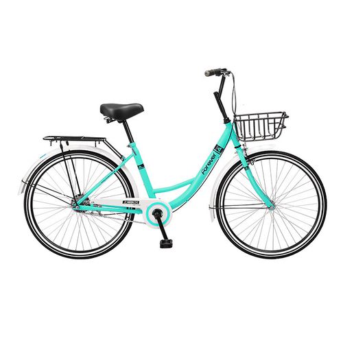 自行车实心胎男女式成人青少年学生购物逛街休闲单车 单速26寸比安奇