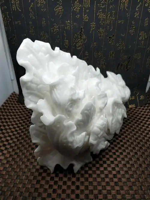 阿富汗玉白菜百财汉白玉石刻石雕创意时尚工艺品家居小摆件摆设