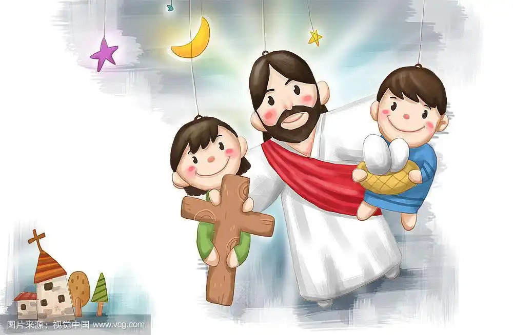 耶稣基督和孩子们的插图