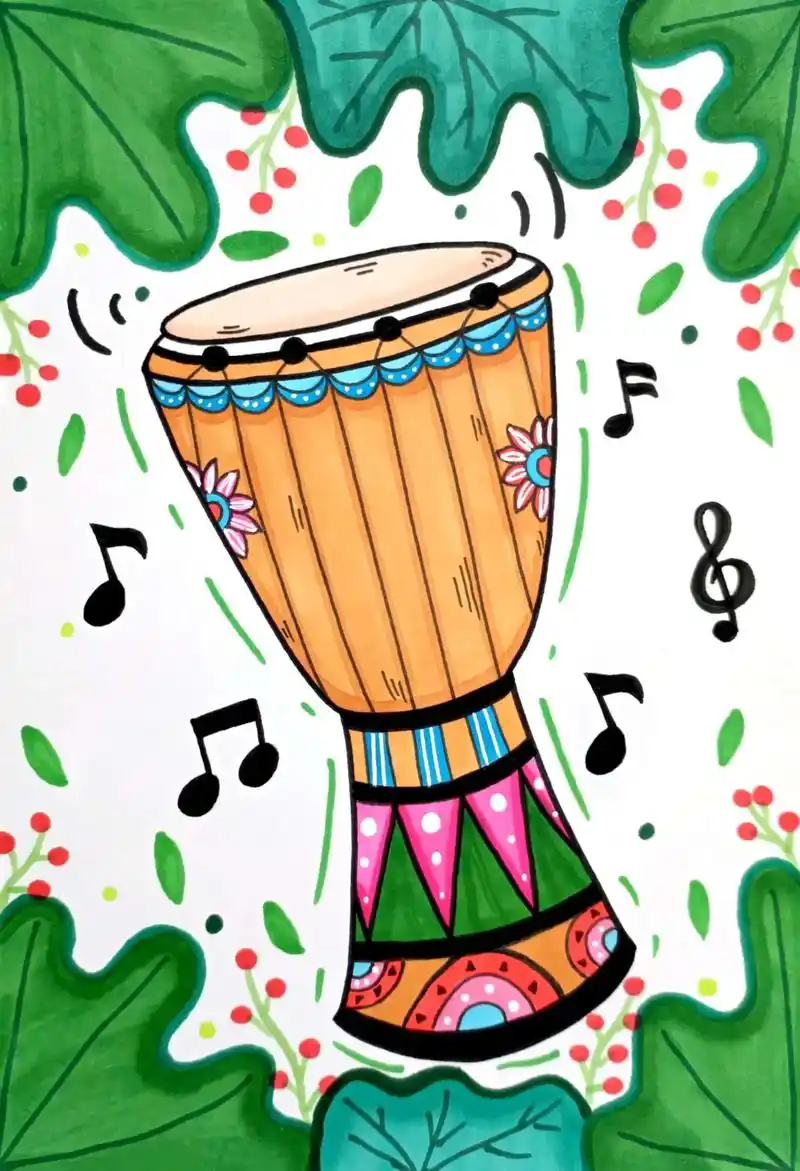 非洲鼓创意美术,有课件ppt!#画画 #美术课件pp - 抖音