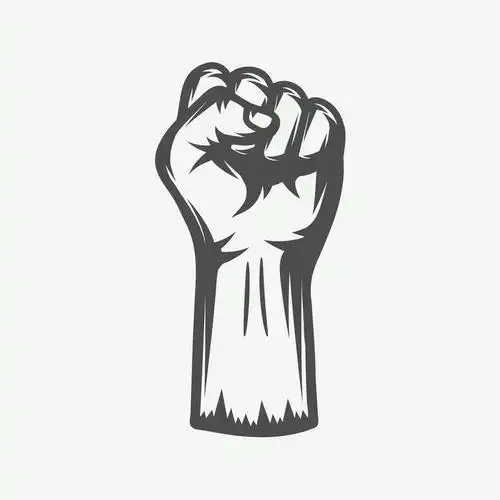 手绘风格黑色素描风格握紧的拳头图片免抠素材