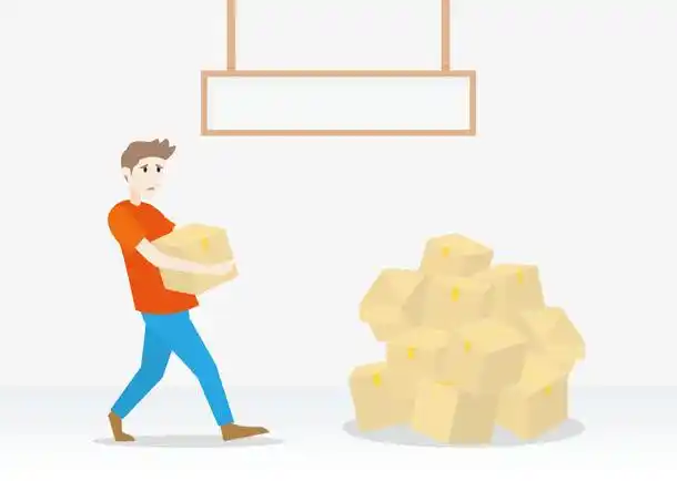 关键词 : 卡通,纸箱,堆积,橙色,搬货