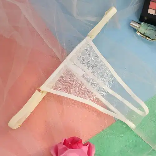 珠光纱透明性感丁字裤蕾丝睫毛诱惑自拍透气薄内裤色气少女撩你仙