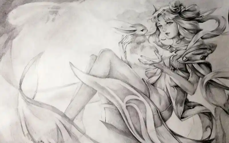 【手绘/铅笔/嫦娥/王者荣耀】