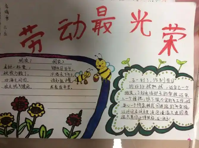 劳动之美你我创造 三年级五班向日葵少年队手抄报展示
