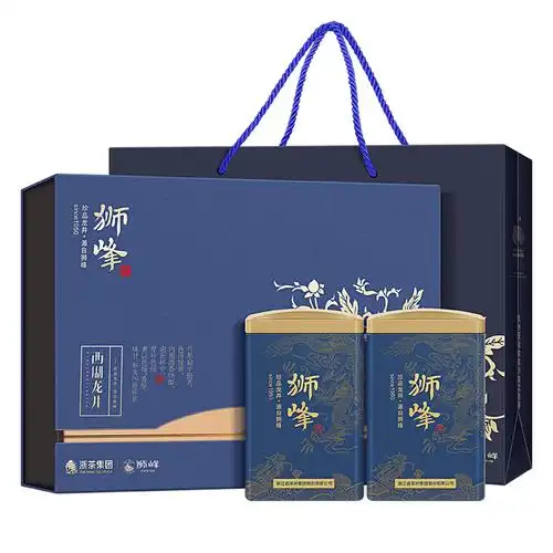 2022新茶上市狮峰牌西湖龙井茶叶礼盒装明前特级青花杭州绿茶200g
