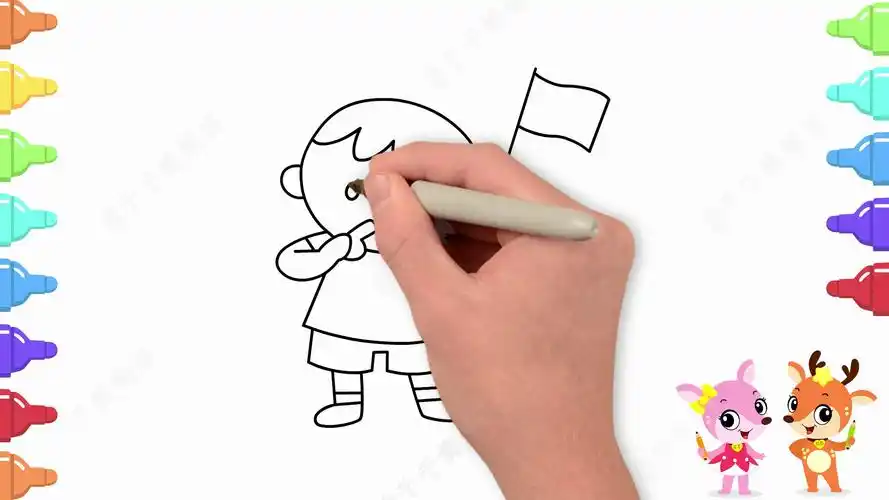 轻松画吹口哨的小男孩简笔画