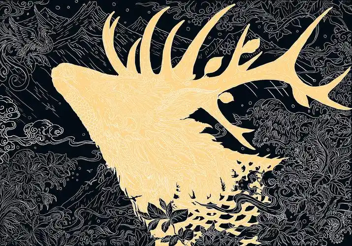 灵之鹿插画手绘线稿白描鸭朵殿下