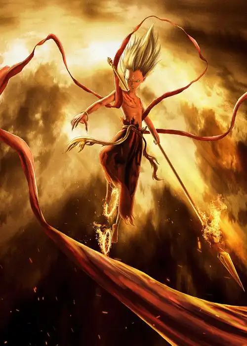 趁热度 手绘动漫人物手绘哪吒手绘合成海报