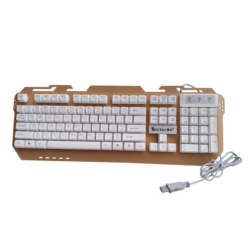 recbu/雷步cs270彩虹背光钢板游戏键盘usb有线炫彩发光键办公家用