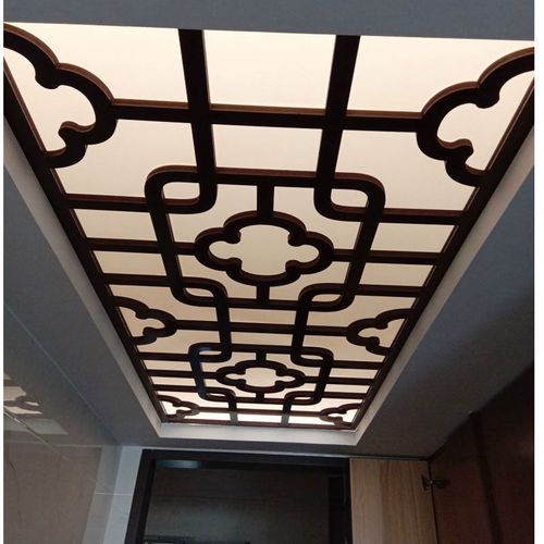 新中式通花板pvc雕花板镂空吊顶过道花格现代隔断玄关电视背景墙