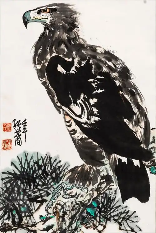 66×67cm张世简 双吉图说明:作品附北京荣宝拍卖证书.