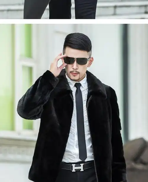 狄派斯 美国进口宝嘉美天鹅绒水貂绒真貂皮大衣男士高端奢侈品整貂