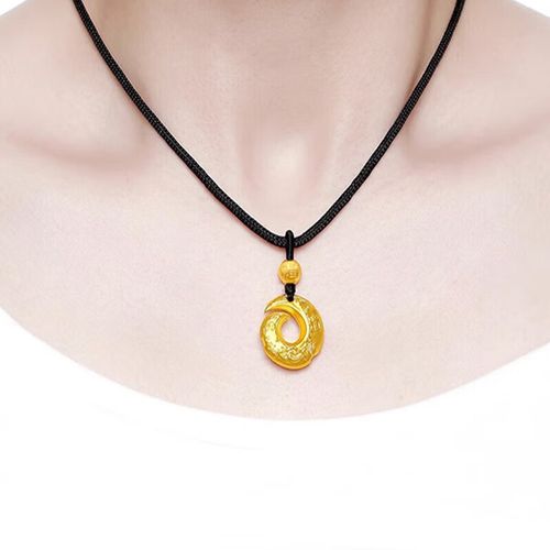 尚采罗老凤凰999足金时来运转平安扣黄金吊坠项链男转运珠挂坠女情侣