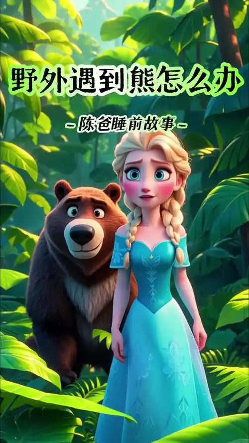 儿童睡前故事《野外遇到熊怎么办》艾莎公主动画育儿双语有声绘本