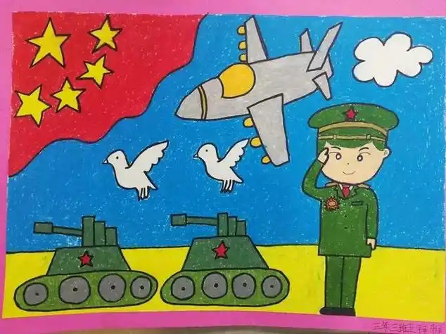 陆军简笔画白描职业人物画图片欣赏(2)像素画一战士兵敬礼的军人军人