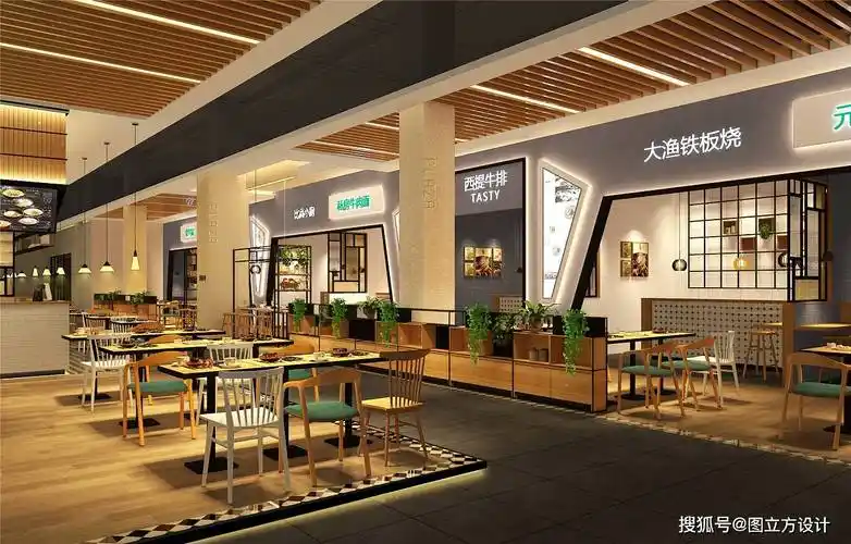 美食广场装修效果图设计:烹饪与设计的完美结合_用餐_人们_空间
