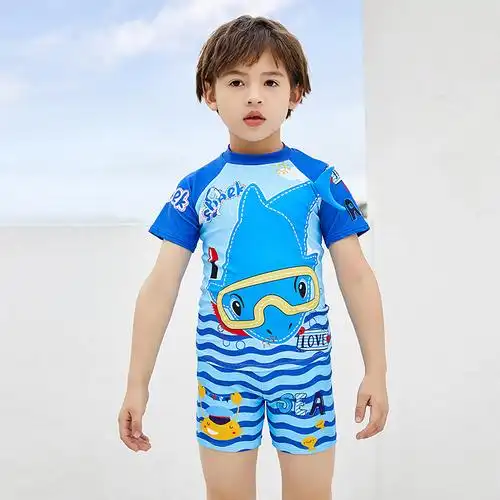 2023新款儿童泳衣男童中大童分体游泳衣男孩宝宝时尚卡通游泳套装