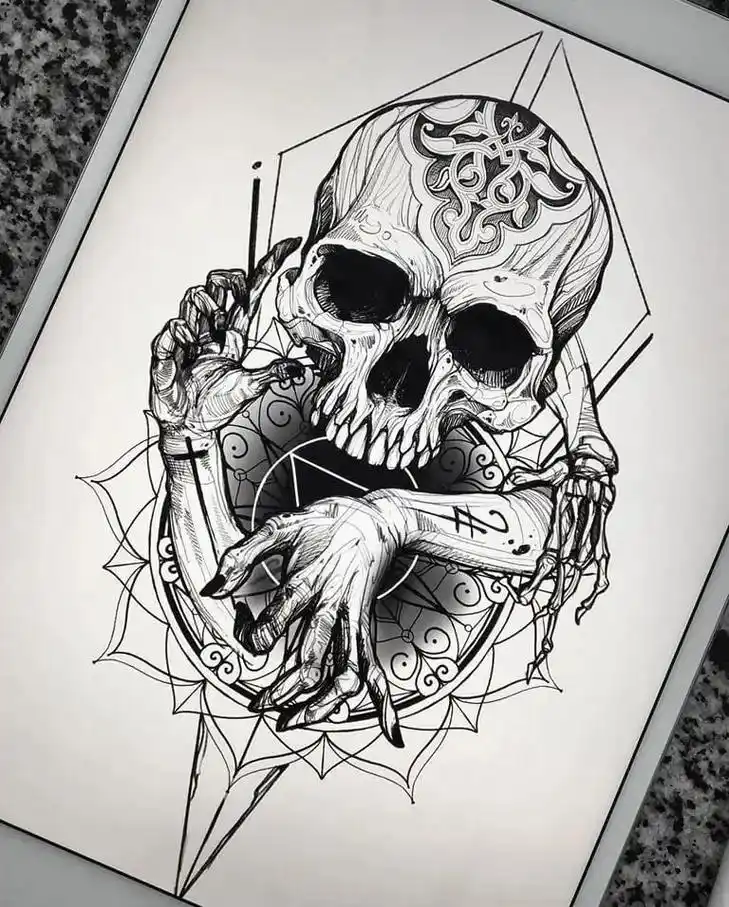纹身手稿 #创作灵感 #欧美写实 #暗黑系 #图案设计 - 抖音