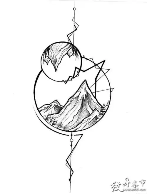 几何点刺纹身几何点刺纹身手稿几何点刺纹身手稿图案