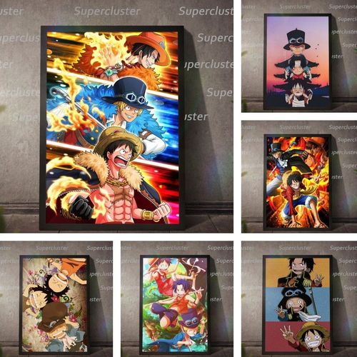 海贼王装饰画路飞艾斯萨博三兄弟日系动漫热血二次元海报有框画