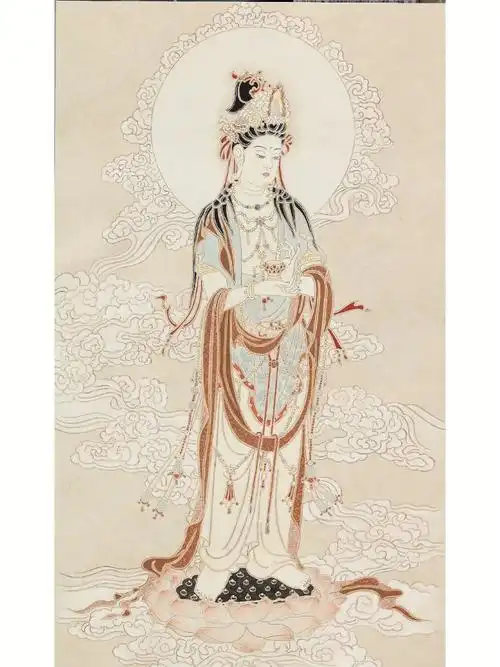 大势至菩萨30cmx50cm纸本设色