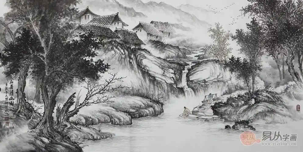 国画大师吴大恺山水画作品