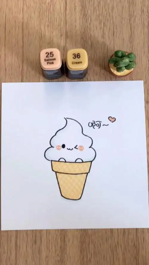 冰淇淋那么凉 哪来的热量 简笔画
