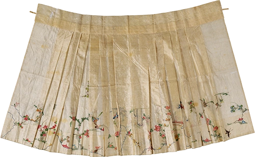 白色暗花纱绣花鸟纹裙